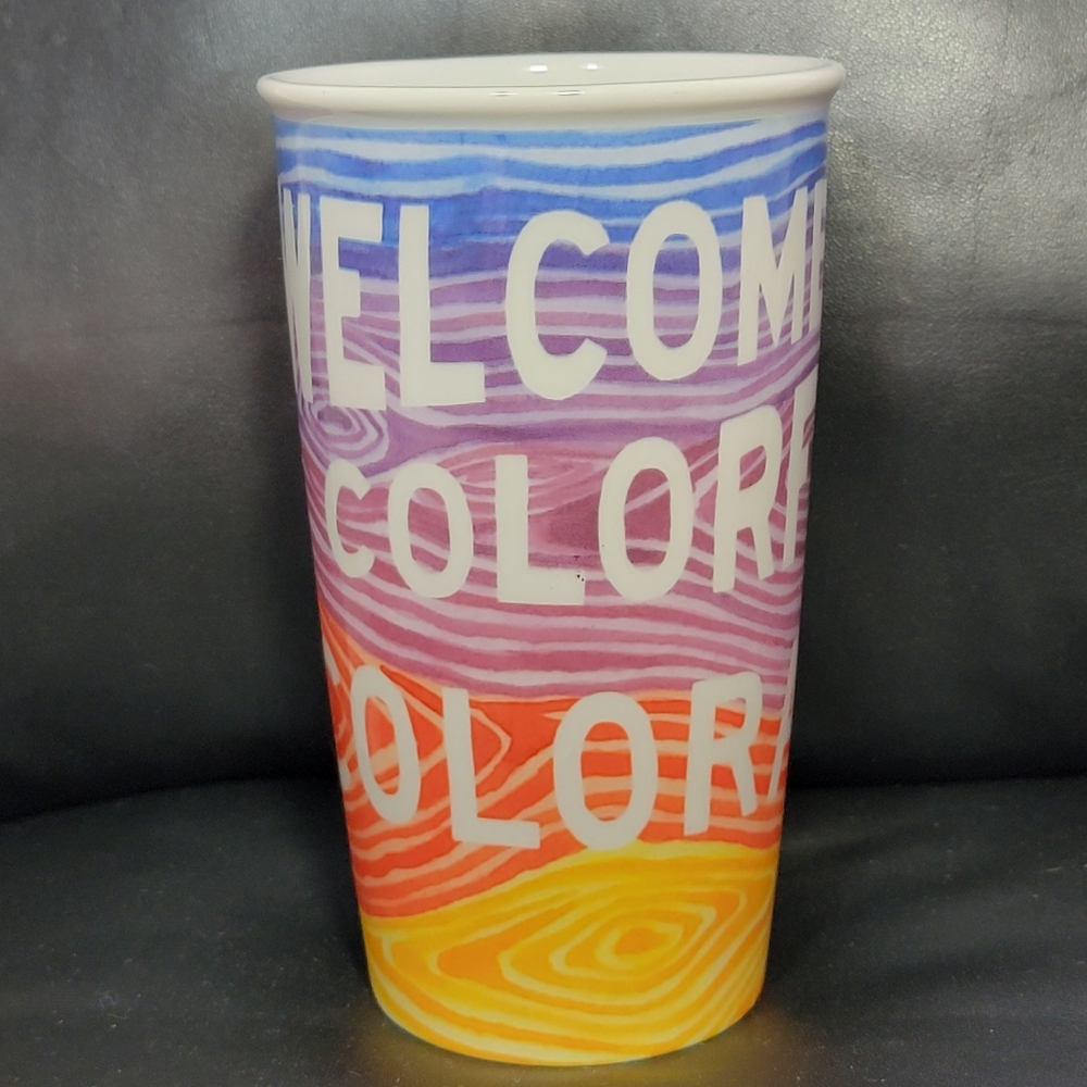 Starbucks Welcome to Colorful Colorado Tall Ceramic Tumbler City Series Rainbow